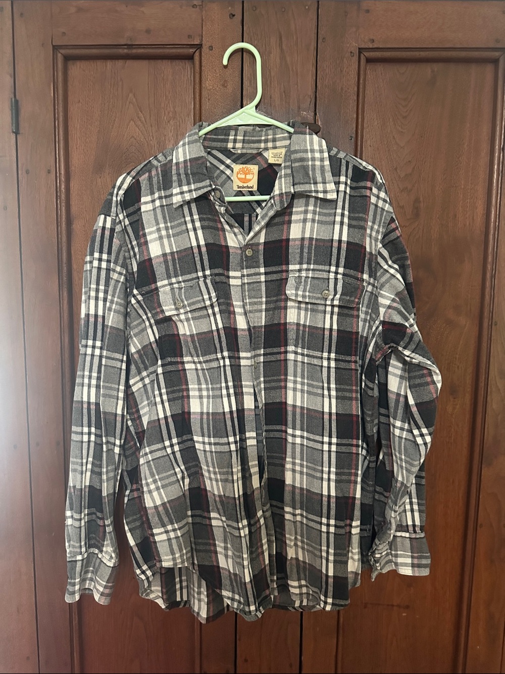 Timberland Men's Black, White & Gray Plaid Button-Up Shirt
